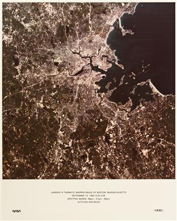 (SATELLITE VIEWS OF EARTH--LANDSAT 4) Group of 12 color photos of Earth from space, including aerial views of NYC, San Francisco, Los A